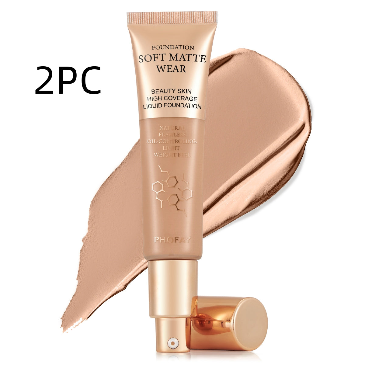 Base de maquillaje de cobertura total PHOFAY - Maquillaje profesional con acabado impecable (30 ml)