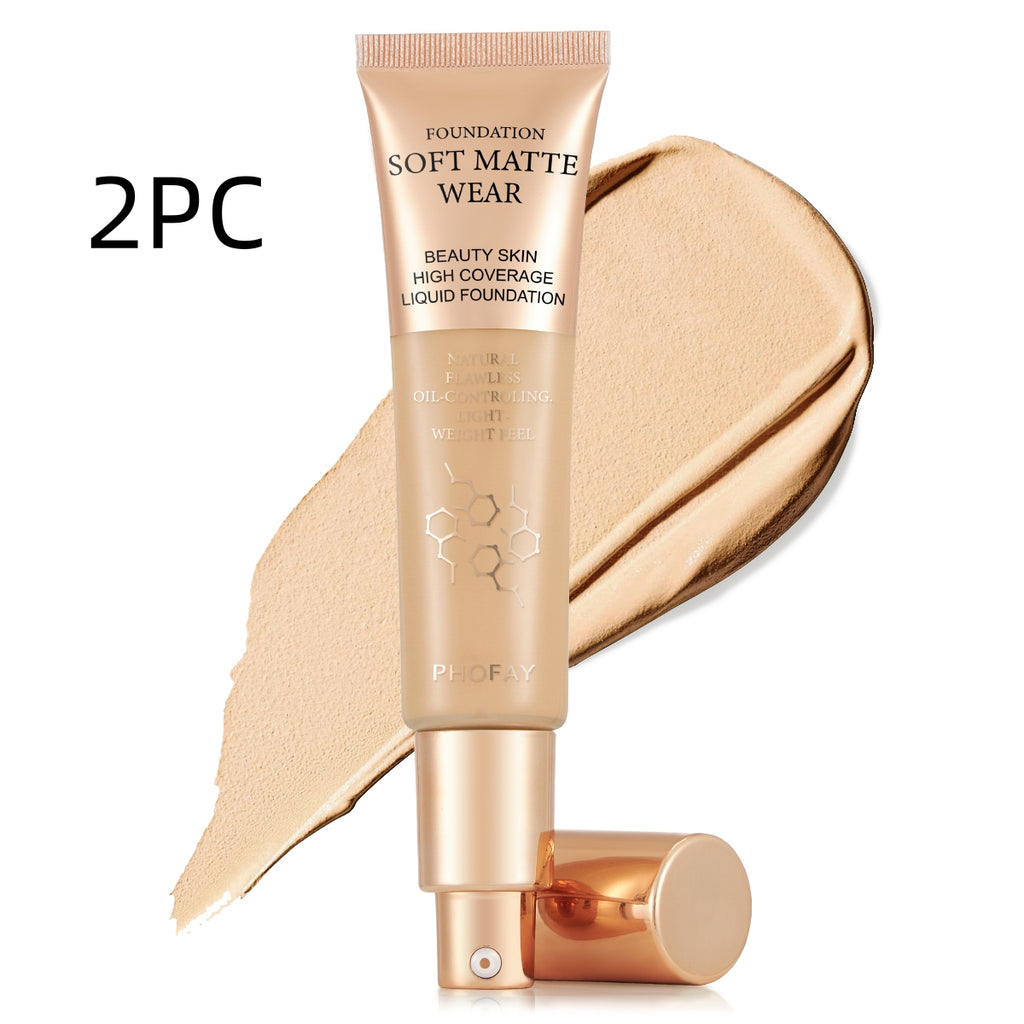 Base de maquillaje de cobertura total PHOFAY - Maquillaje profesional con acabado impecable (30 ml)