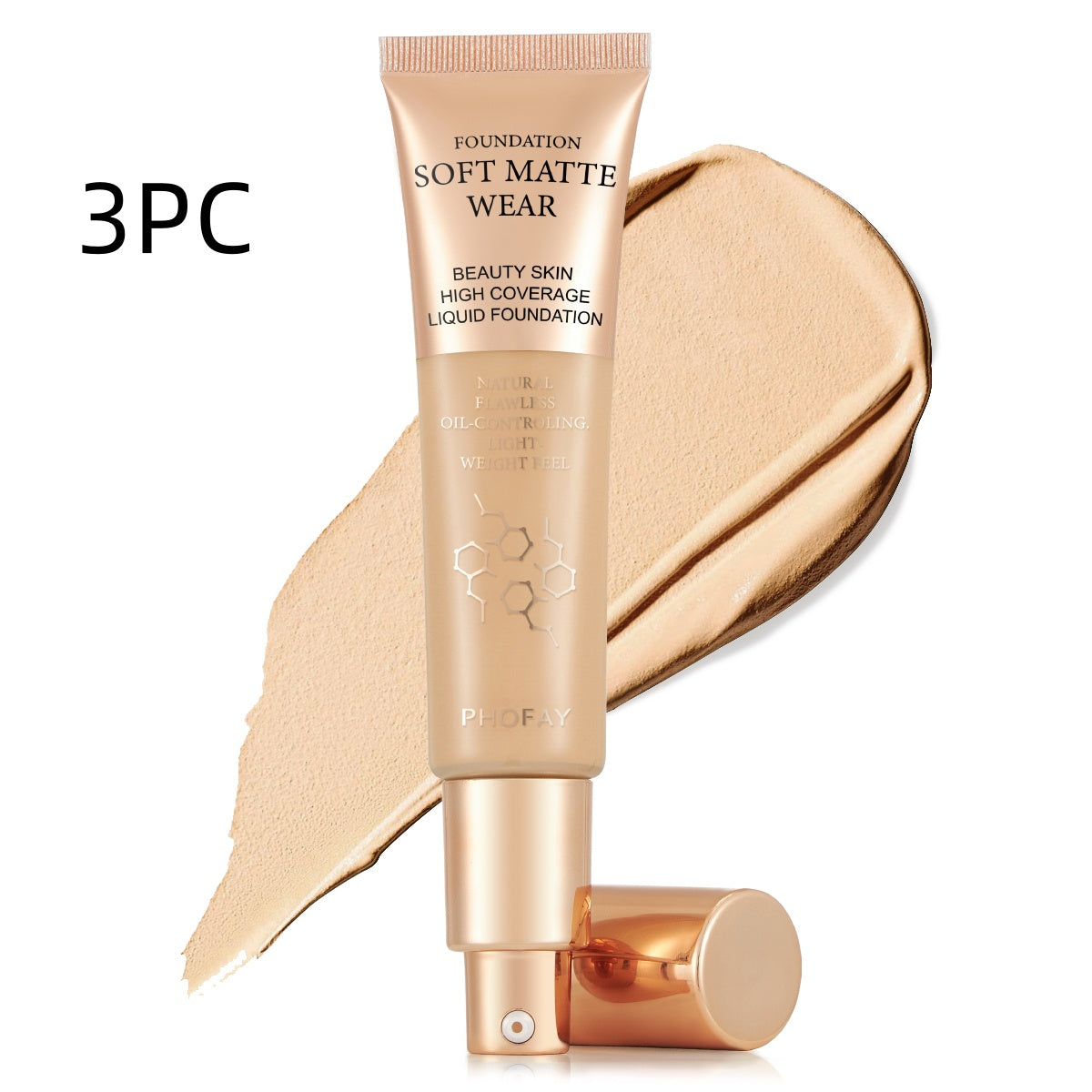 Base de maquillaje de cobertura total PHOFAY - Maquillaje profesional con acabado impecable (30 ml)
