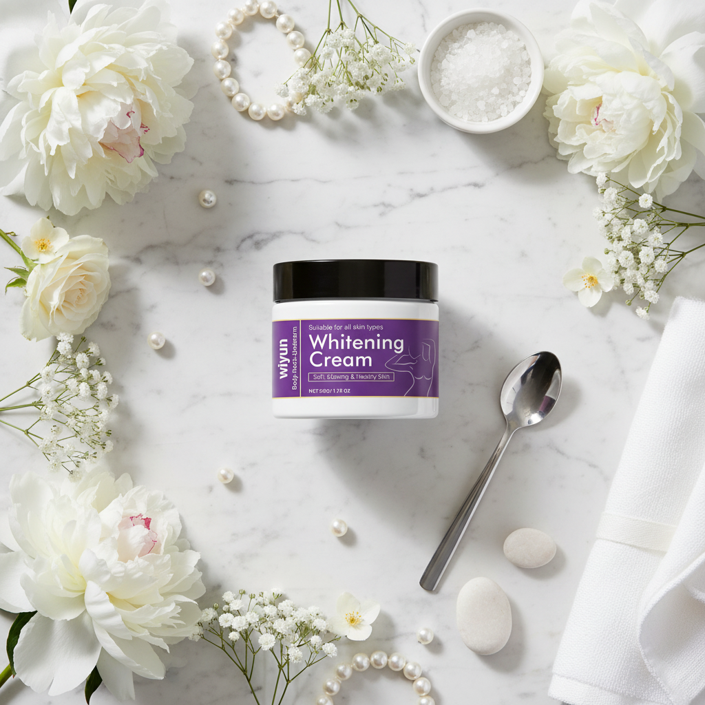 Flat lay magnifico con fiori bianchi