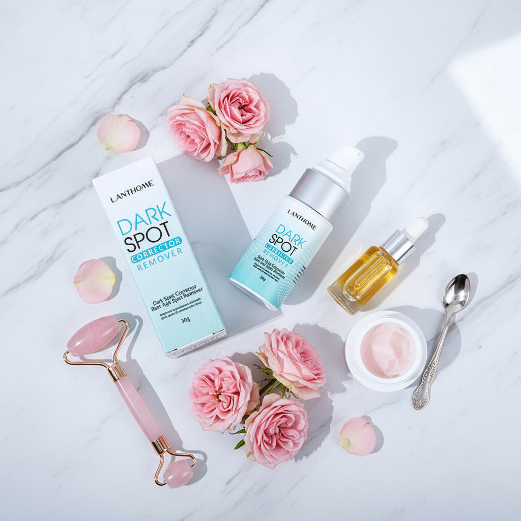 Vogue flat lay with roses