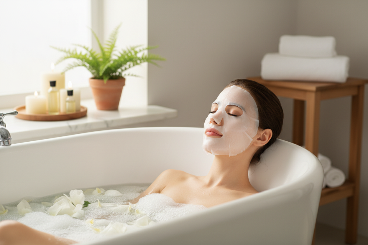 Woman Relaxing with Mask